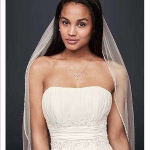 Bridal Elbow Length Veil, 1 tier with beaded edge